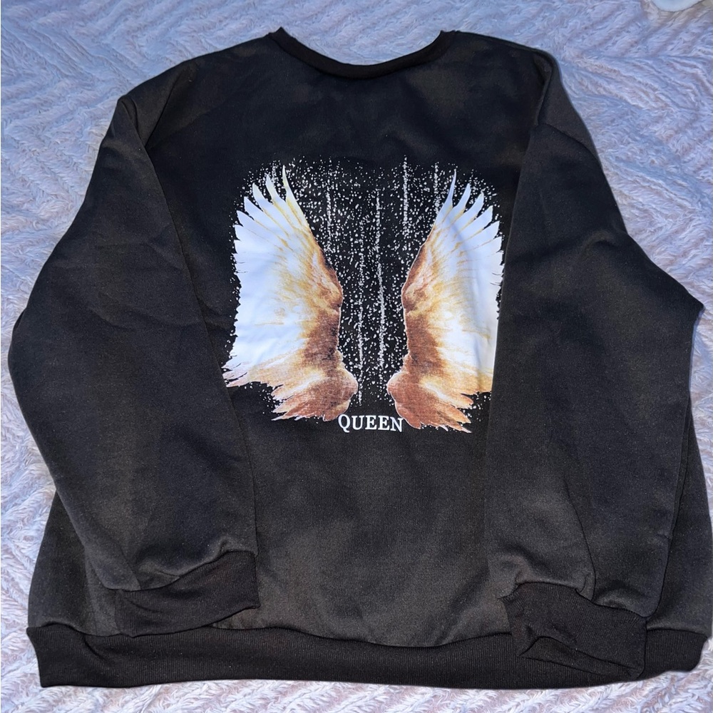 Angel wing brown fleece lined sweater